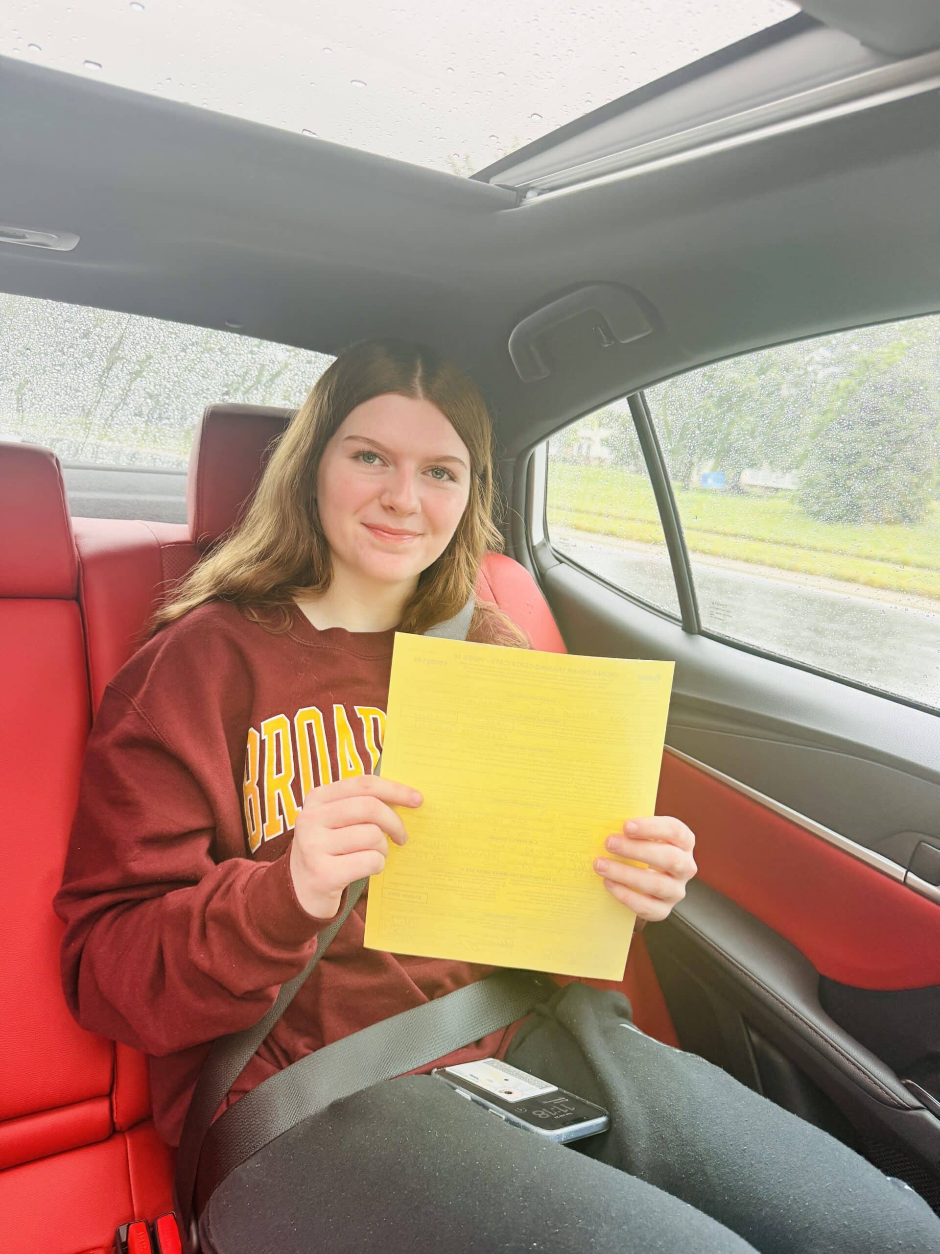 Drive Well Driving School student after passing the Virginia road skills test